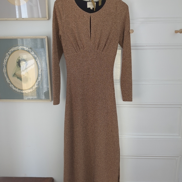 Sézane holiday gold bodycon dress M - Picture 3 of 8
